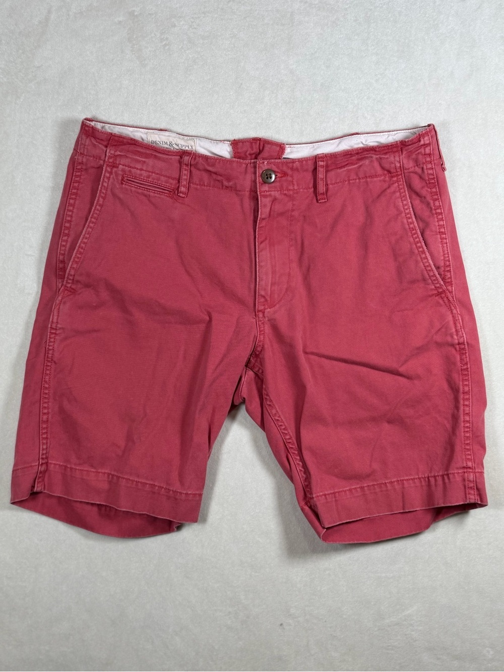 Denim & Supply Polo Ralph Lauren 33W Men's Coral-Red Flat Front Chino Shorts